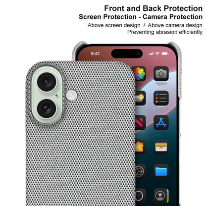 For iPhone 16 imak Ruiyi Series Cloth Texture PU + PC Phone Case(Light Grey) - iPhone 16 Cases by imak | Online Shopping UK | buy2fix