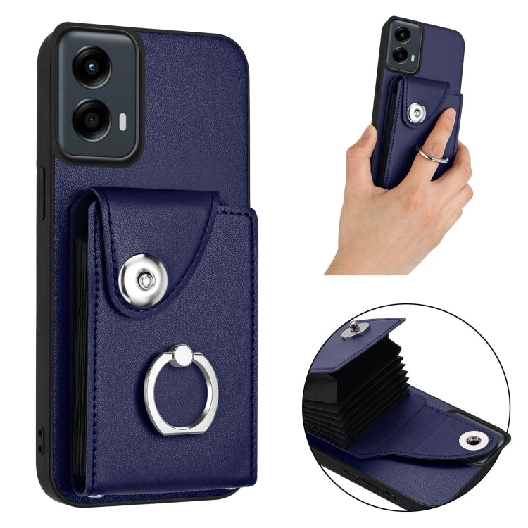 For Motorola Moto G 5G 2024 Organ Card Bag Ring Holder Phone Case(Blue) - Motorola Cases by buy2fix | Online Shopping UK | buy2fix