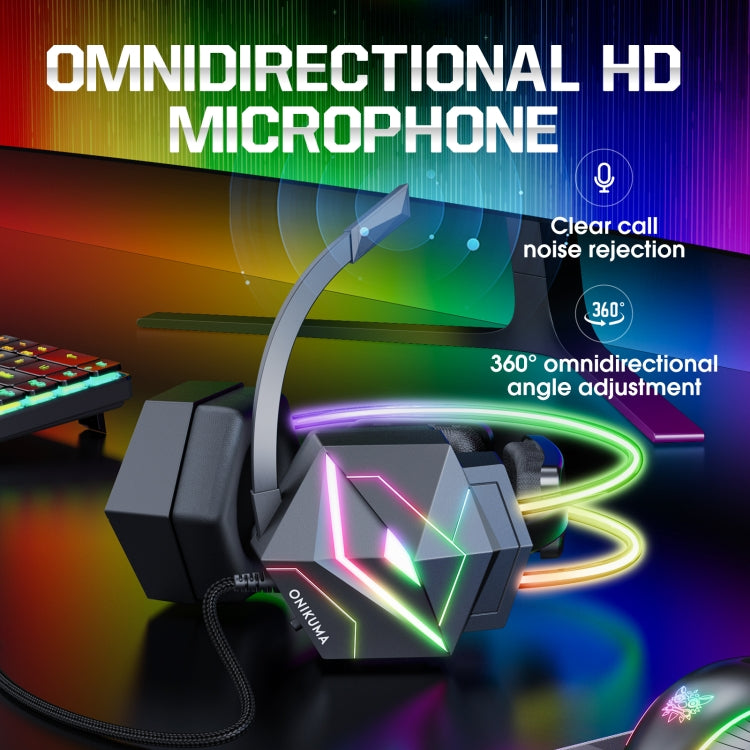 ONIKUMA X20 RGB Colorful Head-mounted Wired Gaming Earphone, Length: 1.8m - Multimedia Headset by ONIKUMA | Online Shopping UK | buy2fix