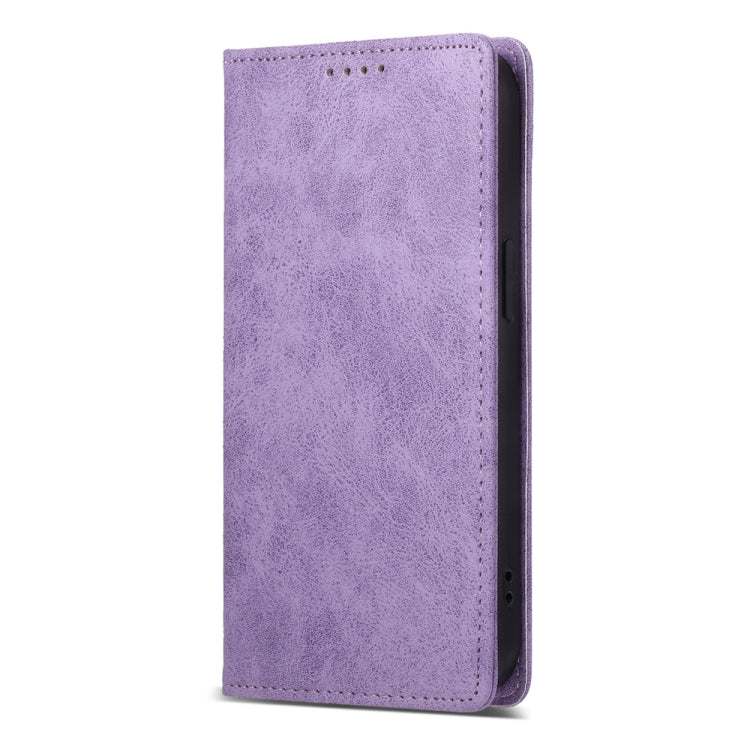 For iPhone 16e Business Solid Color Magnetic RFID Leather Phone Case(Purple) - iPhone 16e Cases by buy2fix | Online Shopping UK | buy2fix