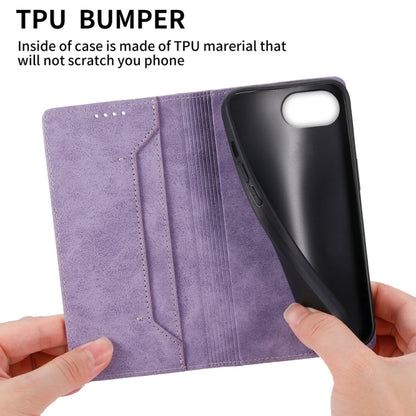 For iPhone 16e Business Solid Color Magnetic RFID Leather Phone Case(Purple) - iPhone 16e Cases by buy2fix | Online Shopping UK | buy2fix