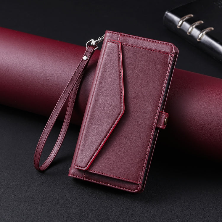 For iPhone 16 Pro Wallet Multi-card Slot Leather Phone Case with Lanyard(Wine Red) - iPhone 16 Pro Cases by buy2fix | Online Shopping UK | buy2fix