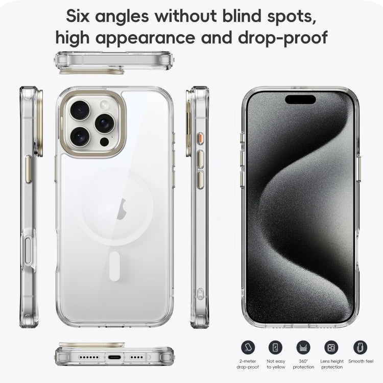 For iPhone 16 Frosted Crystal Clear Lens Holder MagSafe Magnetic Phone Case(Transparent Black) - iPhone 16 Cases by buy2fix | Online Shopping UK | buy2fix