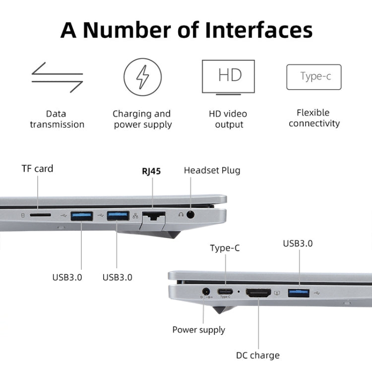 14 inch Windows 11 Laptop, 8GB+512GB, Gen 4th Intel Core i3 CPU, 180 Degree Rotation Axis(Silver) - Others by buy2fix | Online Shopping UK | buy2fix