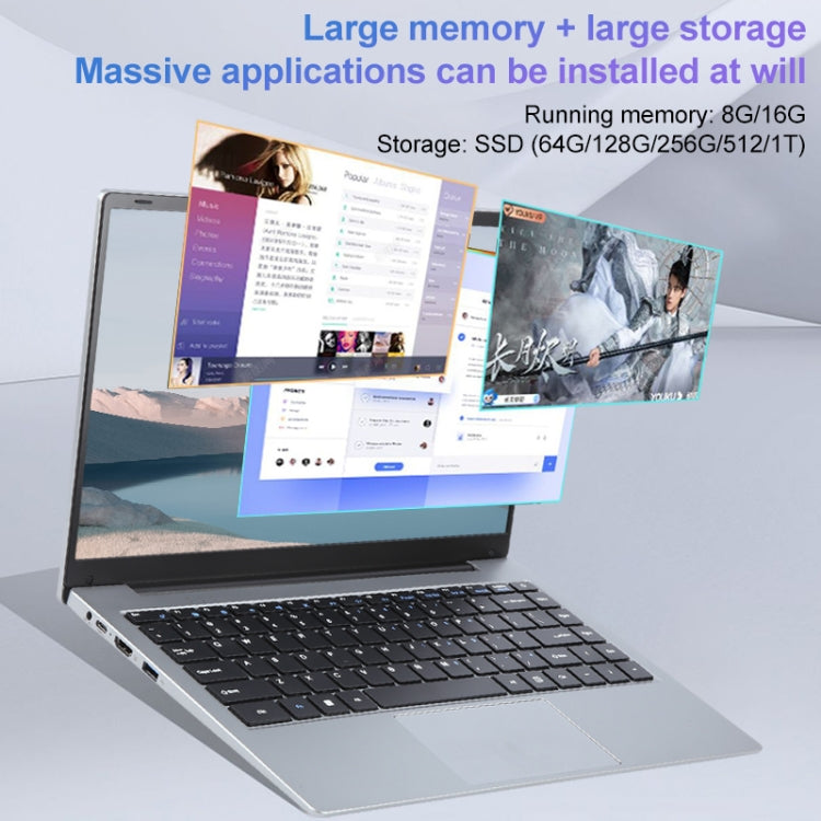 14 inch Windows 11 Laptop, 8GB+512GB, Gen 4th Intel Core i3 CPU, 180 Degree Rotation Axis(Silver) - Others by buy2fix | Online Shopping UK | buy2fix