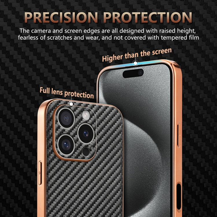 For iPhone 16 Pro Max AZNS Electroplated Edge Carbon Fiber Texture Phone Case(Green) - iPhone 16 Pro Max Cases by AZNS | Online Shopping UK | buy2fix