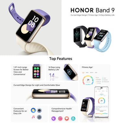 Honor Band 9, 1.57 inch AMOLED Screen, Support Heart Rate / Blood Oxygen / Sleep Monitoring, NFC Version(Blue) - Wearable Devices by Huawei | Online Shopping UK | buy2fix