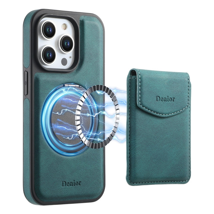 For iPhone 16 Pro Denior D20 Skin Feel MagSafe Holder Detachable Card Slot Phone Case(Blue) - iPhone 16 Pro Cases by Denior | Online Shopping UK | buy2fix