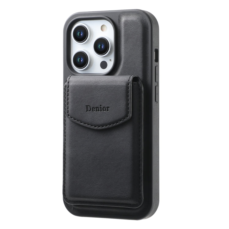 For iPhone 12 Pro Max Denior D20 Skin Feel MagSafe Holder Detachable Card Slot Phone Case(Black) - iPhone 12 Pro Max Cases by Denior | Online Shopping UK | buy2fix