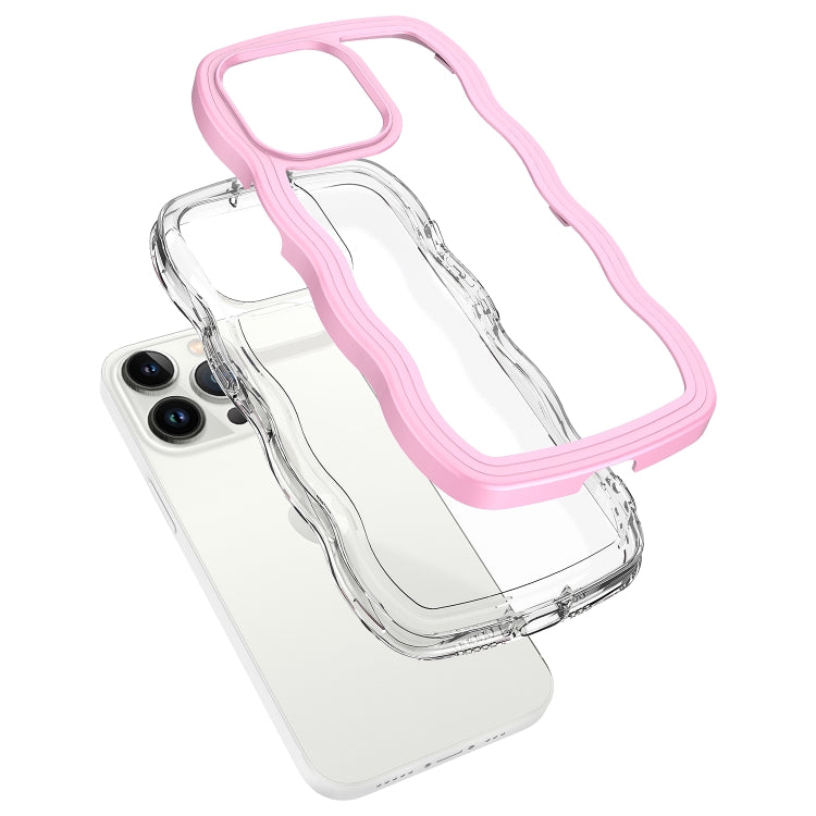 For iPhone 16 Pro Candy Color Wave TPU Clear PC Phone Case(Blue) - iPhone 16 Pro Cases by buy2fix | Online Shopping UK | buy2fix