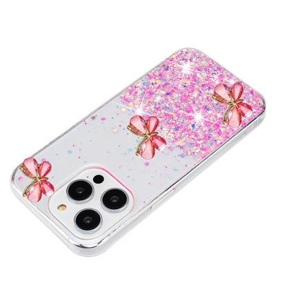 For iPhone 16 Pro Luminous Starry Sky Glitter Butterfly TPU Phone Case(Pink) - iPhone 16 Pro Cases by buy2fix | Online Shopping UK | buy2fix