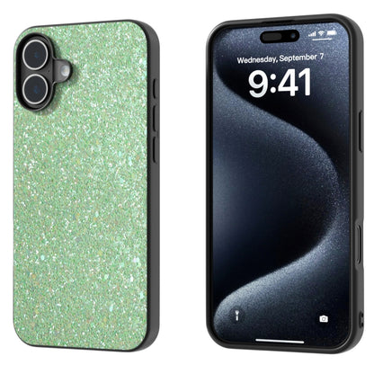 For iPhone 16 Plus Black Frame Colorful Glitter Phone Case(Dark Green) - iPhone 16 Plus Cases by buy2fix | Online Shopping UK | buy2fix