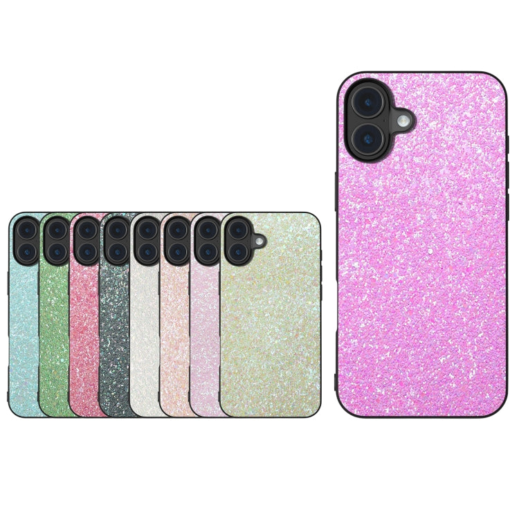 For iPhone 16 Plus Black Frame Colorful Glitter Phone Case(White) - iPhone 16 Plus Cases by buy2fix | Online Shopping UK | buy2fix