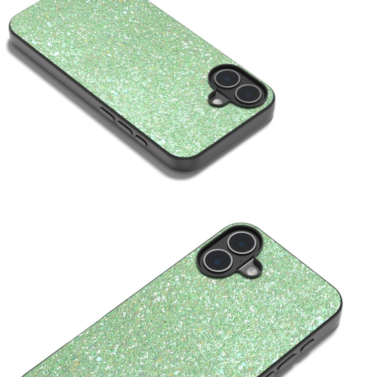 For iPhone 16 Black Frame Colorful Glitter Phone Case(Dark Green) - iPhone 16 Cases by buy2fix | Online Shopping UK | buy2fix