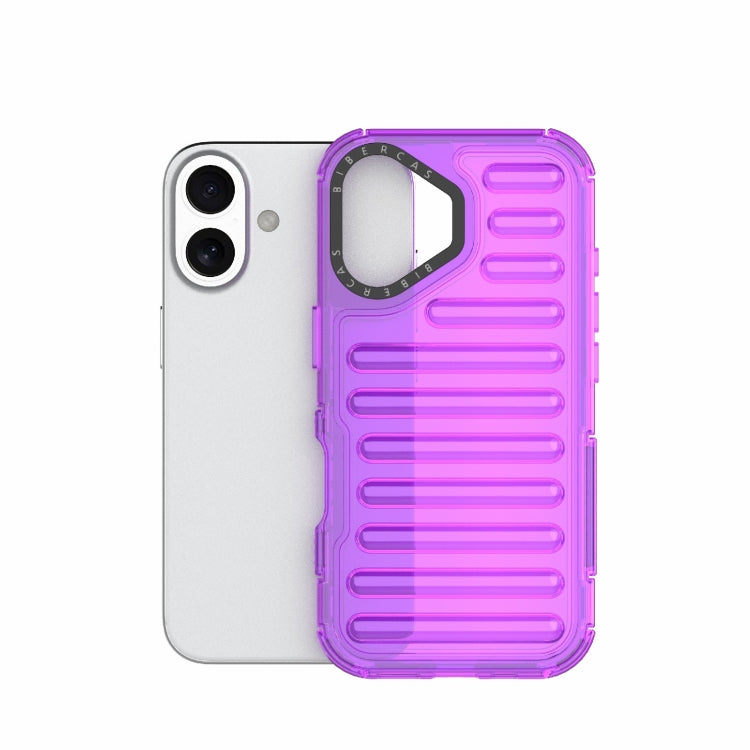 For iPhone 16 High Transparency TPU Hybrid PC Airbag Phone Case(Transparent Purple) - iPhone 16 Cases by buy2fix | Online Shopping UK | buy2fix