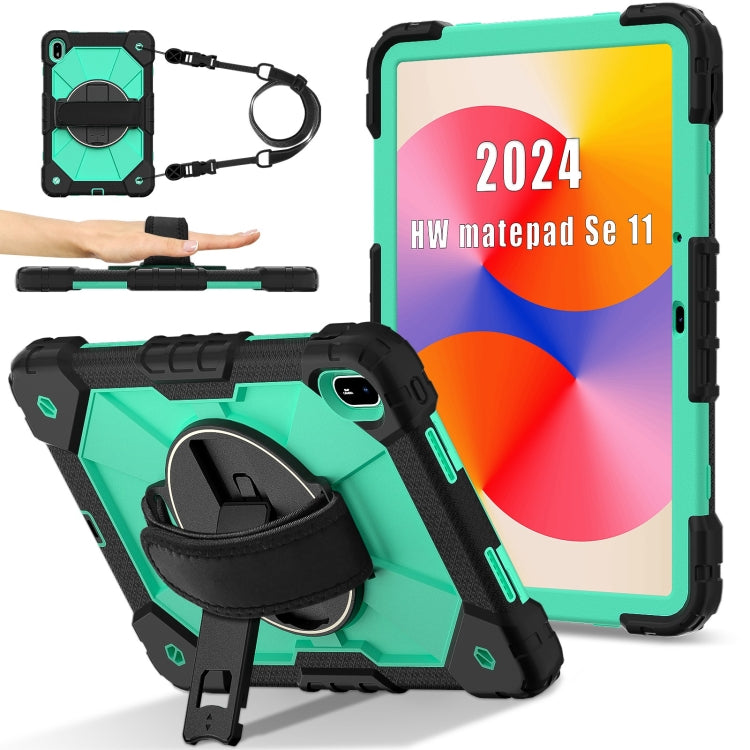 For Huawei MatePad SE 11 2024 Contrast Color Robot Silicone Hybrid PC Tablet Case(Black Mint Green) - Huawei by buy2fix | Online Shopping UK | buy2fix