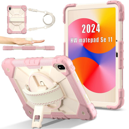 For Huawei MatePad SE 11 2024 Contrast Color Robot Silicone Hybrid PC Tablet Case(Rose Gold Beige) - Huawei by buy2fix | Online Shopping UK | buy2fix