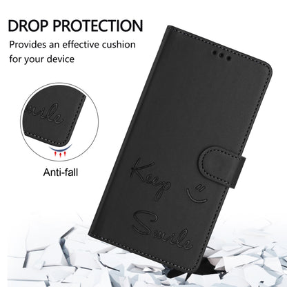 For iPhone 16 Pro Smile Embossing RFID Leather Phone Case(Black) - iPhone 16 Pro Cases by buy2fix | Online Shopping UK | buy2fix