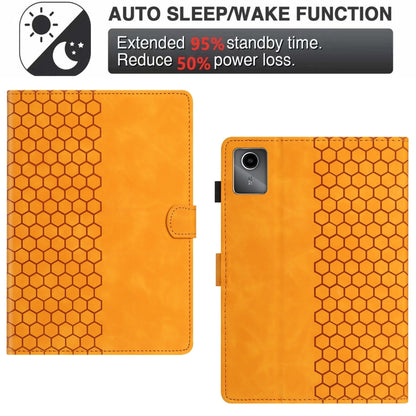 For Lenovo Tab M11 / Xiaoxin Pad 2024 Honeycomb Embossed Leather Smart Tablet Case(Yellow) - Lenovo by buy2fix | Online Shopping UK | buy2fix