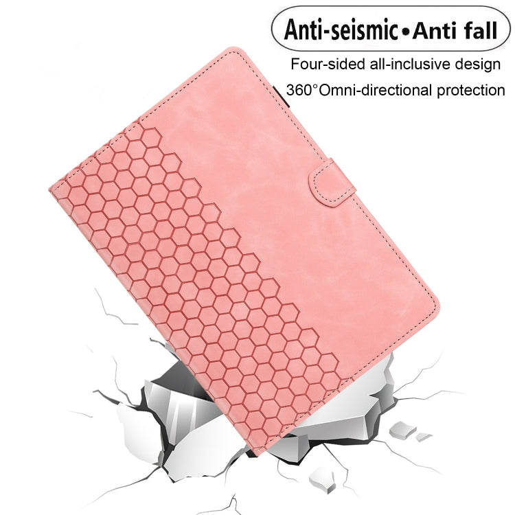 For Samsung Galaxy Tab A9 Honeycomb Embossed Leather Smart Tablet Case(Pink) - Galaxy Tab A9 by buy2fix | Online Shopping UK | buy2fix