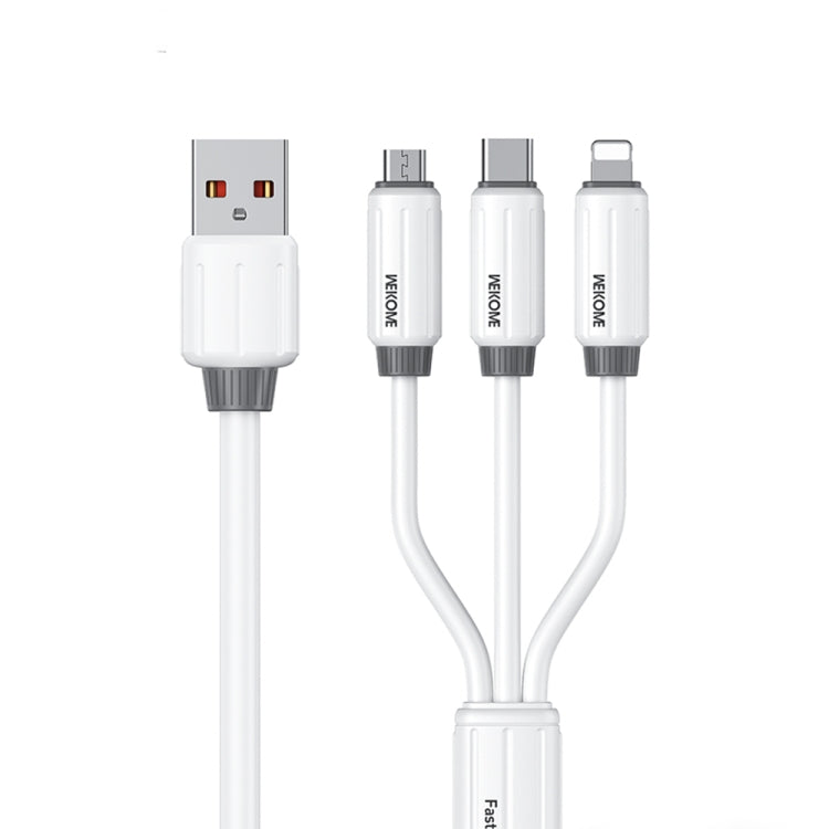 WK WDC-30 Elastic Silicone 1.2m 66W USB to 8 Pin / Type-C / Micro USB Fast Charging Data Cable(White) - Multifunction Cable by WK | Online Shopping UK | buy2fix