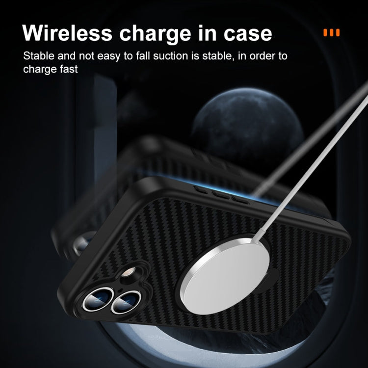 For iPhone 14 Pro Max Carbon Fiber MagSafe 360 Degree Rotating Holder Phone Case(Black) - iPhone 14 Pro Max Cases by buy2fix | Online Shopping UK | buy2fix