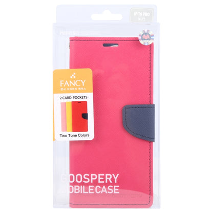 For iPhone 16 Pro GOOSPERY FANCY DIARY Cross Texture Leather Phone Case(Rose Red) - iPhone 16 Pro Cases by GOOSPERY | Online Shopping UK | buy2fix