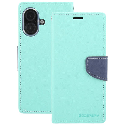 For iPhone 16 Plus GOOSPERY FANCY DIARY Cross Texture Leather Phone Case(Mint Green) - iPhone 16 Plus Cases by GOOSPERY | Online Shopping UK | buy2fix