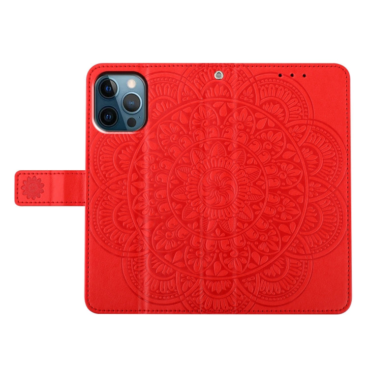 For iPhone 16 Pro Max Flower Embossed Leather Phone Case(Red) - iPhone 16 Pro Max Cases by buy2fix | Online Shopping UK | buy2fix