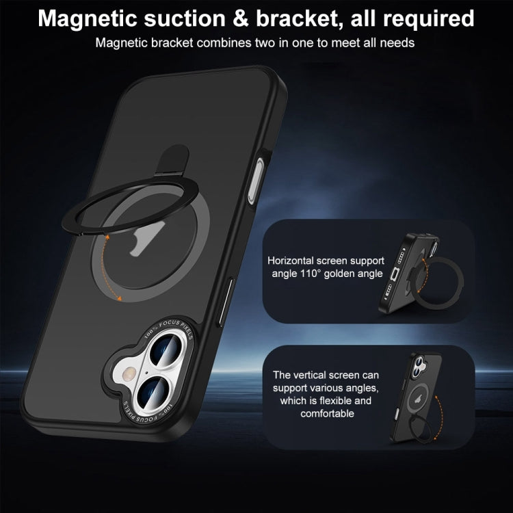 For iPhone 16 Plus Skin Feel MagSafe Magnetic Holder Phone Case(Black) - iPhone 16 Plus Cases by buy2fix | Online Shopping UK | buy2fix