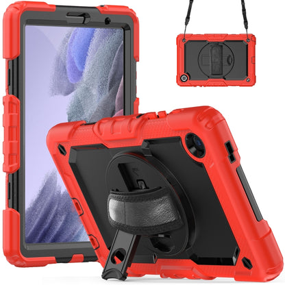 For Samsung Galaxy Tab A7 Lite T220 Silicone Hybrid PC Tablet Case with Shoulder Strap(Red) - Tab A7 Lite T220 / T225 by buy2fix | Online Shopping UK | buy2fix