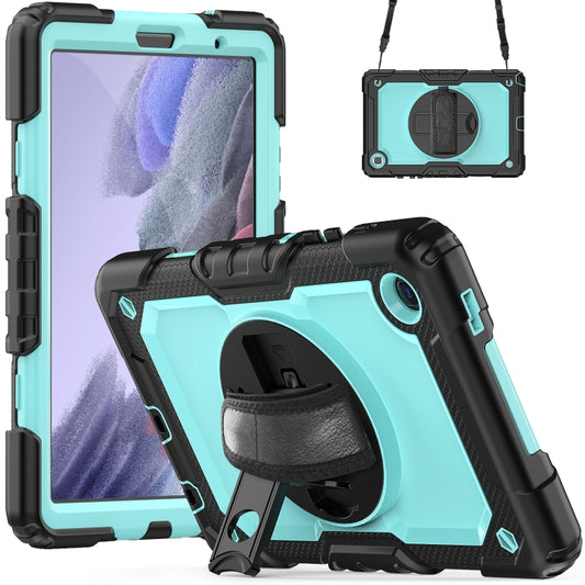 For Samsung Galaxy Tab A7 Lite T220 Silicone Hybrid PC Tablet Case with Shoulder Strap(Light Blue + Black) - Tab A7 Lite T220 / T225 by buy2fix | Online Shopping UK | buy2fix