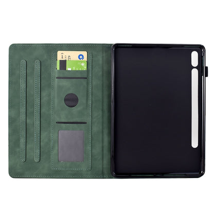 For Samsung Galaxy Tab S9 / S9 FE Cats Embossed Leather Smart Tablet Case(Green) - Galaxy Tab S9 Cases by buy2fix | Online Shopping UK | buy2fix