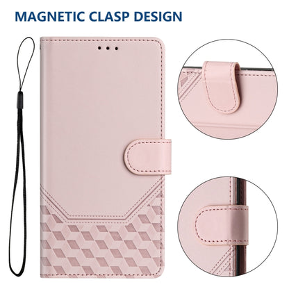 For Boost Mobile Celero 5G+ 2024 Honeycomb Embossing RFID Leather Phone Case(Pink) - More Brand by buy2fix | Online Shopping UK | buy2fix