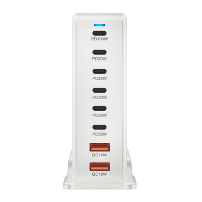 YMX-986 286W 6Type-C, 3USB 8-Ports Desktop Fast Charger, Plug Type:AU Plug(White) - Multifunction Charger by buy2fix | Online Shopping UK | buy2fix