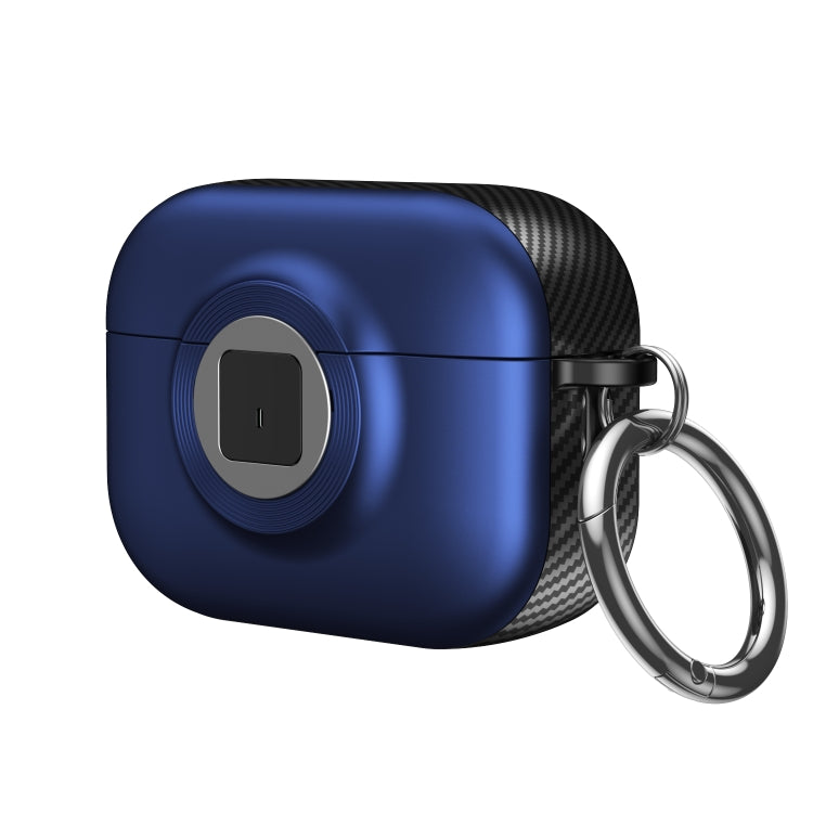 For AirPods Pro 2 Camera Series PC + TPU Headset Shockproof Carbon Fibre Case(Blue) - For AirPods Pro 2 by buy2fix | Online Shopping UK | buy2fix