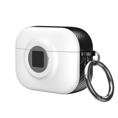 For AirPods Pro 2 Camera Series PC + TPU Headset Shockproof Carbon Fibre Case(White) - For AirPods Pro 2 by buy2fix | Online Shopping UK | buy2fix