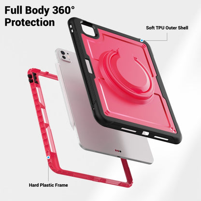 For iPad Pro 11 2024 Honeycomb Hybrid Tablet Case with Handle Holder & Strap(Rose Red) - iPad Pro 11 2024 Cases by buy2fix | Online Shopping UK | buy2fix