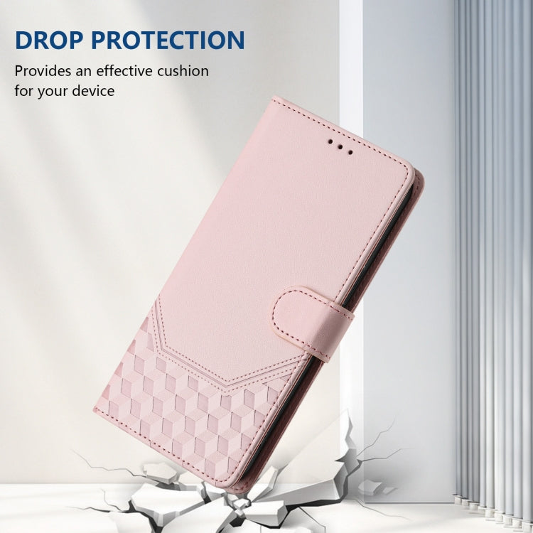 For Motorola Moto G Play 4G 2024 Oversea Honeycomb Embossing RFID Leather Phone Case(Pink) - Motorola Cases by buy2fix | Online Shopping UK | buy2fix