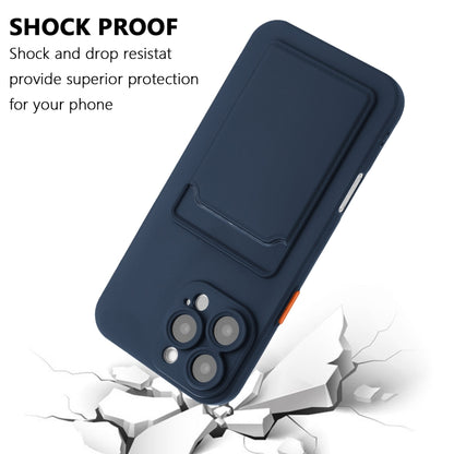 For iPhone 16 Pro Skin Feel Card Contrast Color Button TPU Phone Case(Dark Blue) - iPhone 16 Pro Cases by buy2fix | Online Shopping UK | buy2fix