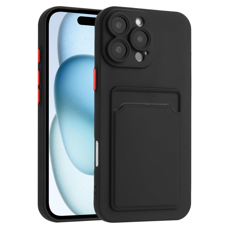 For iPhone 16 Pro Skin Feel Card Contrast Color Button TPU Phone Case(Black) - iPhone 16 Pro Cases by buy2fix | Online Shopping UK | buy2fix