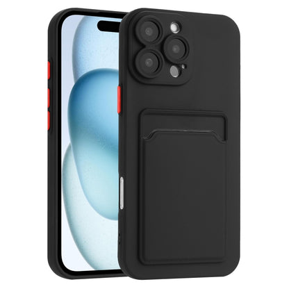 For iPhone 16 Pro Skin Feel Card Contrast Color Button TPU Phone Case(Black) - iPhone 16 Pro Cases by buy2fix | Online Shopping UK | buy2fix