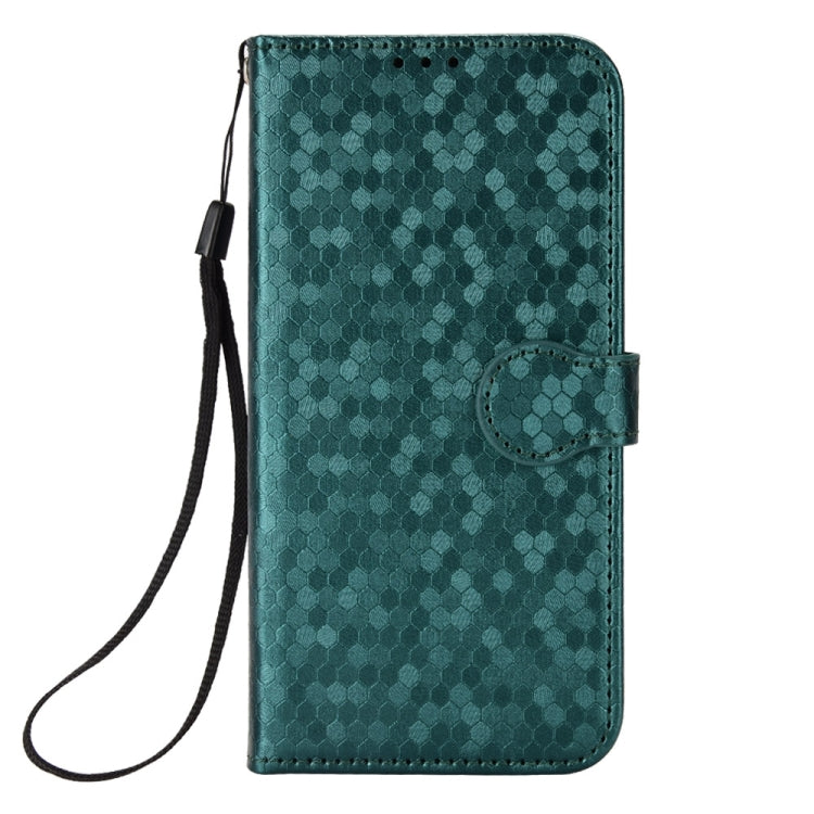 For iPhone 16 Honeycomb Dot Texture Leather Phone Case(Green) - iPhone 16 Cases by buy2fix | Online Shopping UK | buy2fix