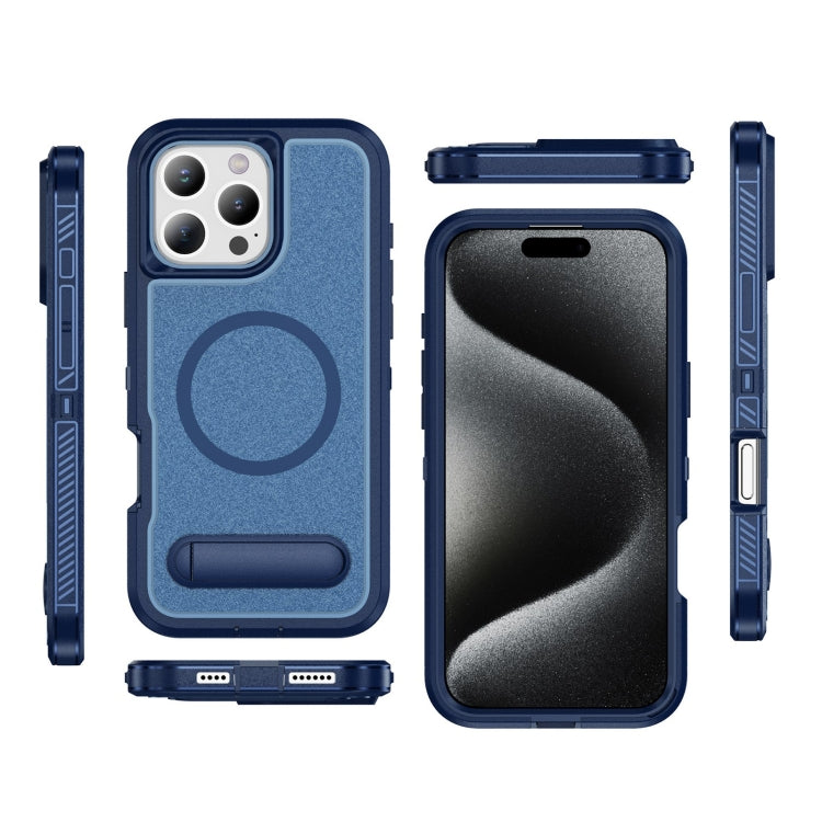 For iPhone 16 Pro Guard MagSafe Holder Matte PC Hybrid TPU Phone Case(Royal Blue) - iPhone 16 Pro Cases by buy2fix | Online Shopping UK | buy2fix