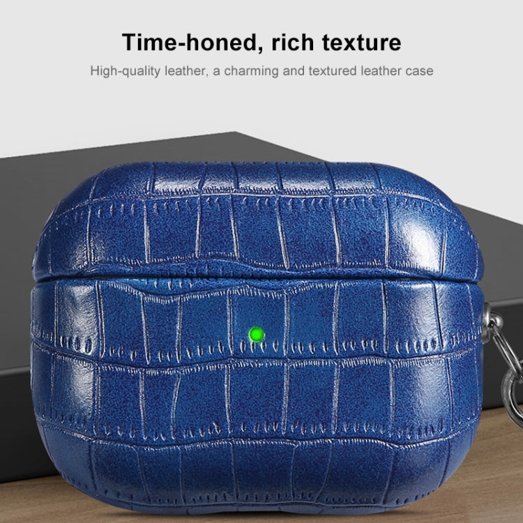 For AirPods 3 Crocodile Texture Earphone Protective Case(Royal Blue) - For AirPods 3 by buy2fix | Online Shopping UK | buy2fix