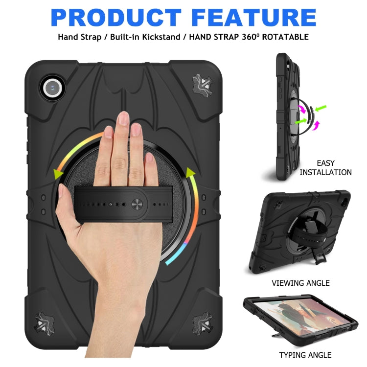 For Samsung Galaxy Tab A9+ Bat Hand Grip Turntable Stand Tablet Case(Black) - Galaxy Tab A9+ by buy2fix | Online Shopping UK | buy2fix