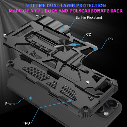 For iPhone 16 Pro Max Armor Shockproof TPU Hybrid PC Magnetic Phone Case with Holder(Black) - iPhone 16 Pro Max Cases by buy2fix | Online Shopping UK | buy2fix