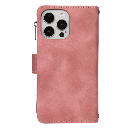 For iPhone 16 Pro Dream 9-Card Zipper Wallet RFID Leather Phone Case with Lanyard(Rose Gold) - iPhone 16 Pro Cases by buy2fix | Online Shopping UK | buy2fix