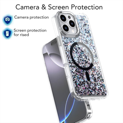 For iPhone 16 Pro Epoxy Glitter MagSafe Magnetic TPU Phone Case(Blue) - iPhone 16 Pro Cases by buy2fix | Online Shopping UK | buy2fix