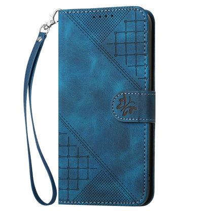 For Samsung Galaxy S25 Ultra 5G YX0080 Grid Butterfly Embossed Pattern Flip Leather Phone Case with Lanyard(Dark Blue) - Galaxy S25 Ultra 5G Cases by buy2fix | Online Shopping UK | buy2fix